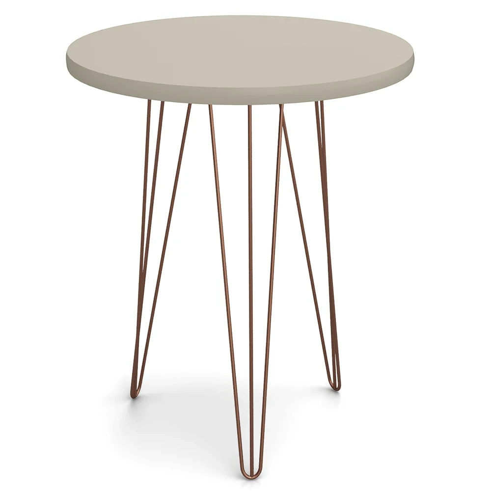 Mesa Lateral Redonda Base Aço Evolution Off White - Patrimar