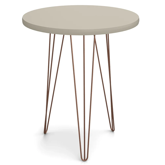 Mesa Lateral Redonda Base Aço Evolution Off White - Patrimar