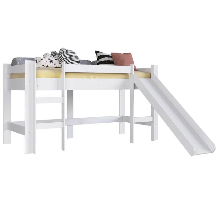 Cama Elevada Com Escorregador BB1001 Branco - Completa Móveis