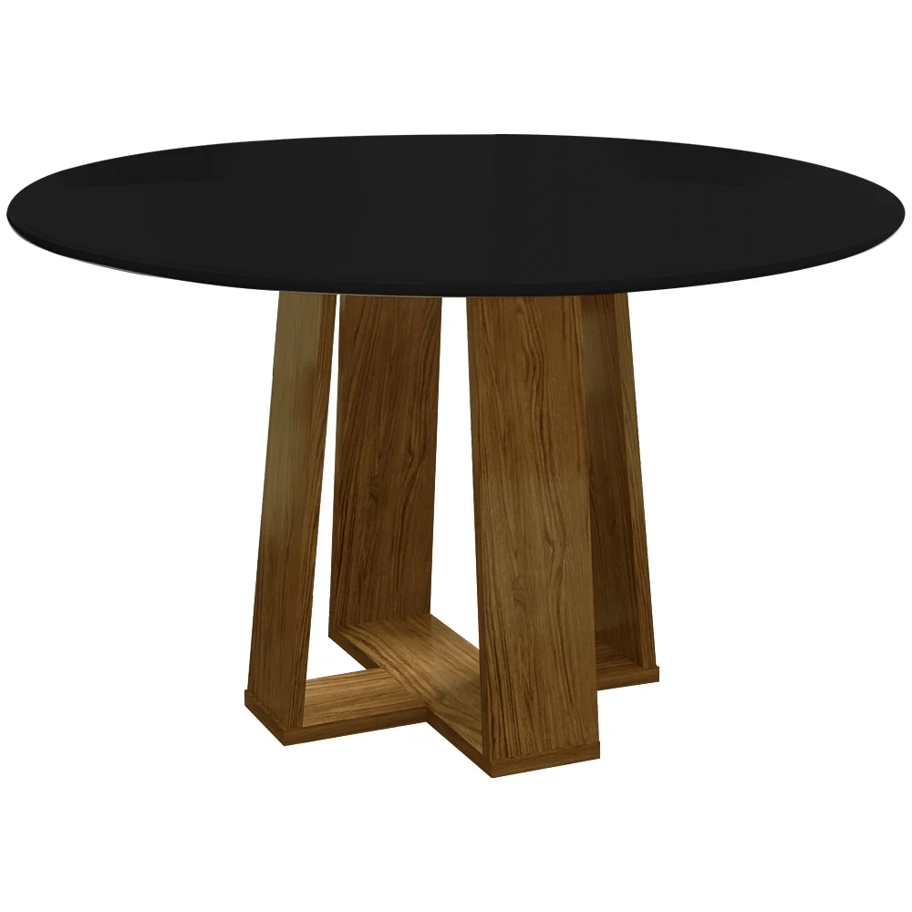 Mesa De Jantar Redonda 6 Lugares 135cm Ella N02 Ypê/Preto - Mpozenato