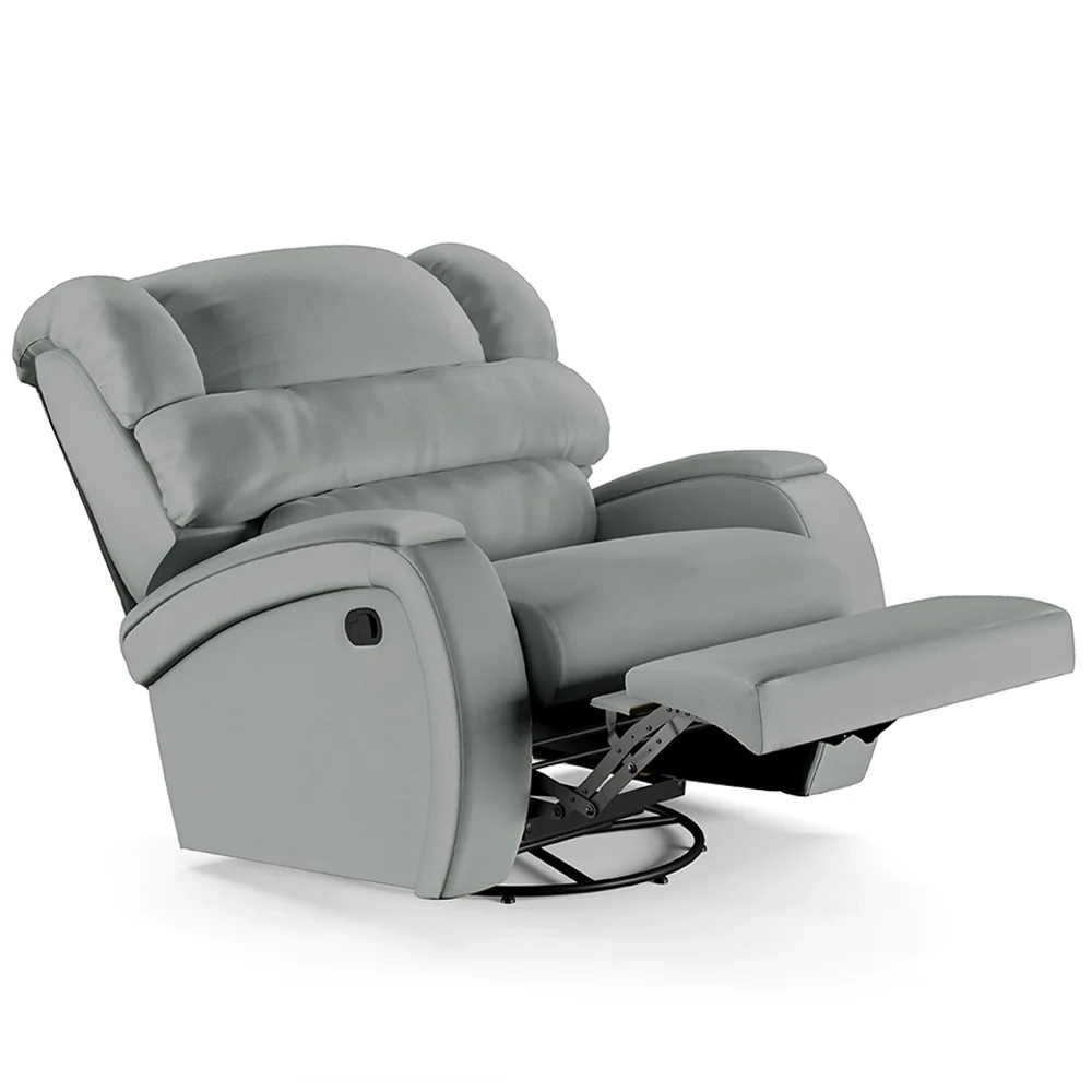Poltrona do Papai Reclinável Kalie Glider Giratória USB FH9 PU Cinza - Mpozenato