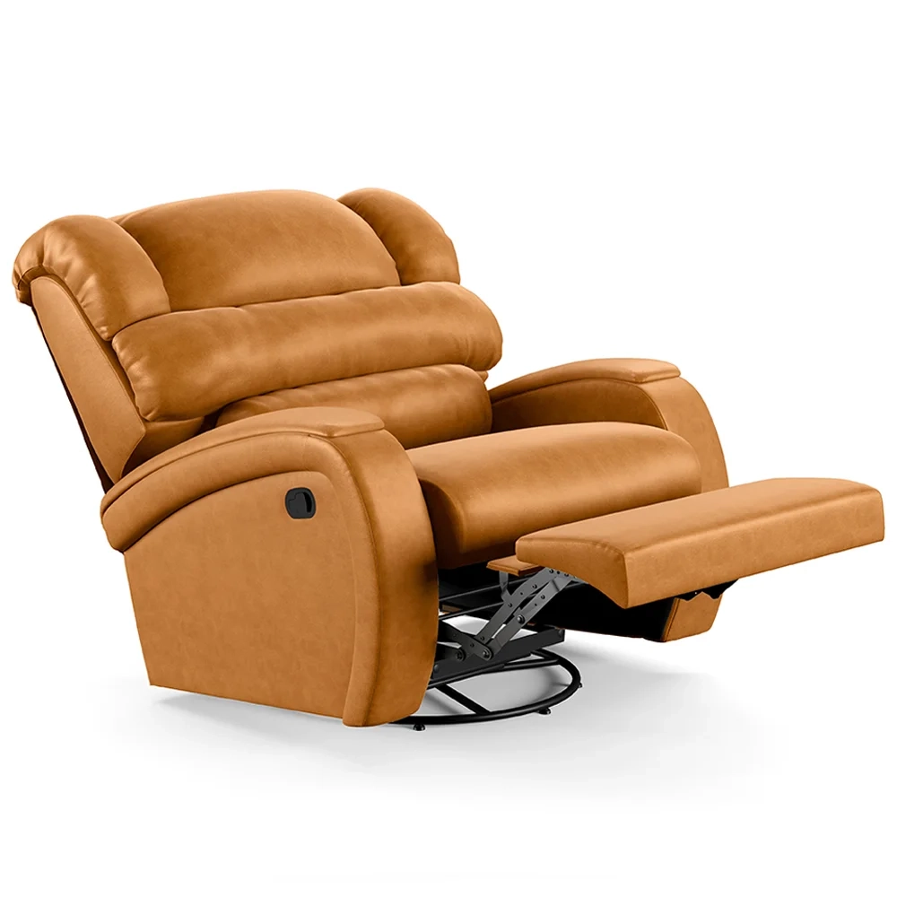 Poltrona do Papai Reclinável Kalie Glider Giratória USB FH9 PU Whisky - Mpozenato