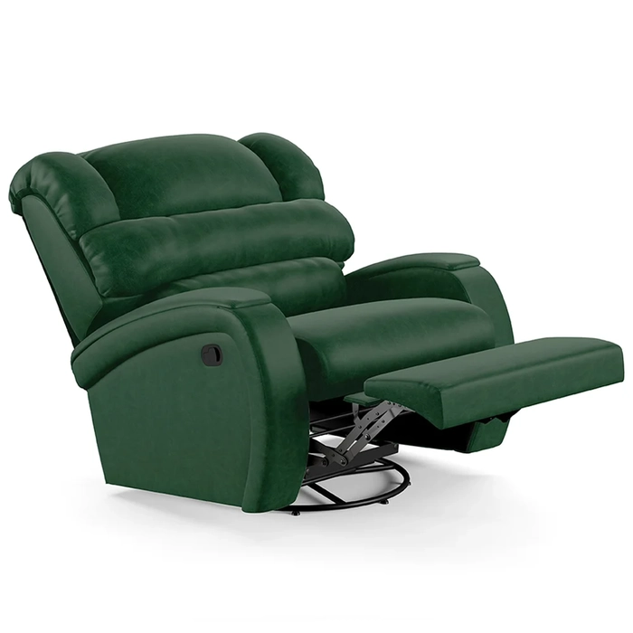 Poltrona do Papai Reclinável Kalie Glider Giratória USB FH9 PU Verde Musgo - Mpozenato