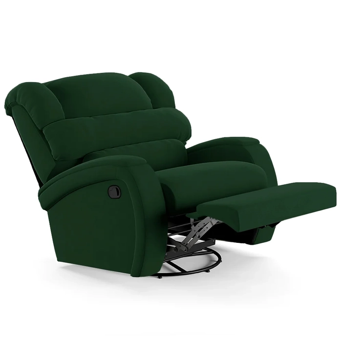 Poltrona do Papai Reclinável Kalie Glider Giratória USB FH9 Veludo Verde - Mpozenato