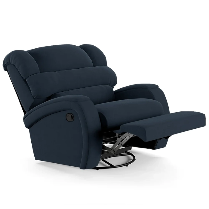 Poltrona do Papai Reclinável Kalie Glider Giratória USB FH9 Veludo Azul - Mpozenato