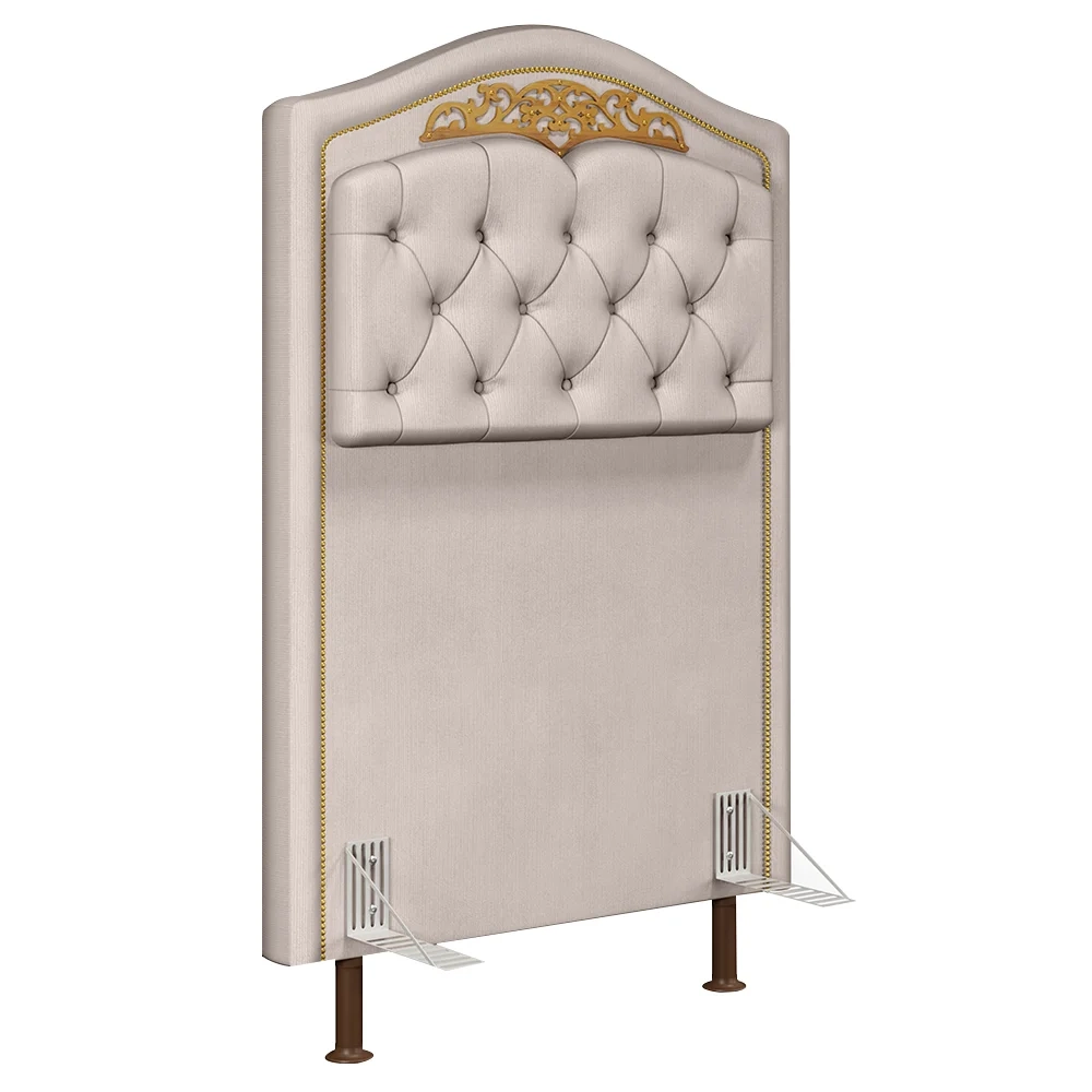 Cabeceira Cama Box Solteiro 90cm com Tachas Imperial Veludo J02 Bege - Mpozenato