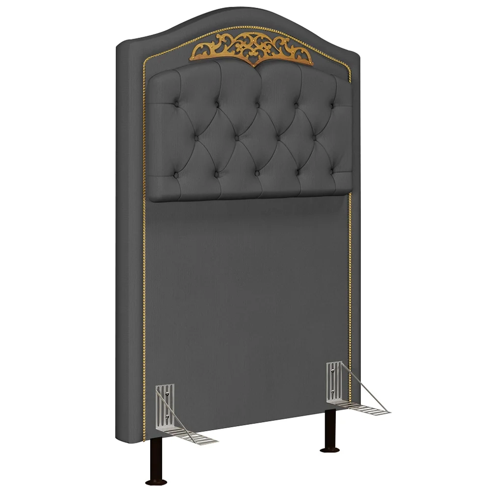 Cabeceira Cama Box Solteiro 90cm com Tachas Imperial Veludo J02 Cinza - Mpozenato