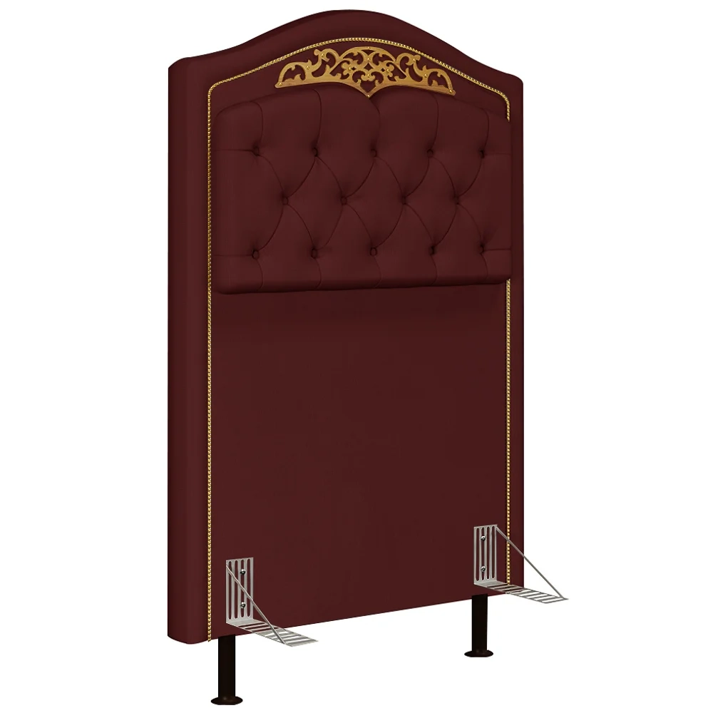 Cabeceira Cama Box Solteiro 90cm com Tachas Imperial Veludo J02 Bordô - Mpozenato