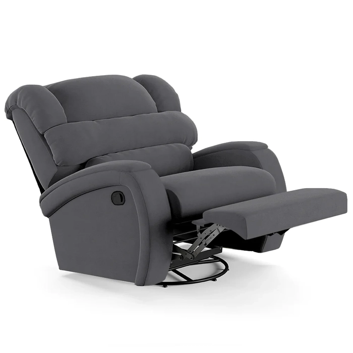 Poltrona do Papai Reclinável Kalie Glider Giratória USB FH9 Veludo Cinza - Mpozenato