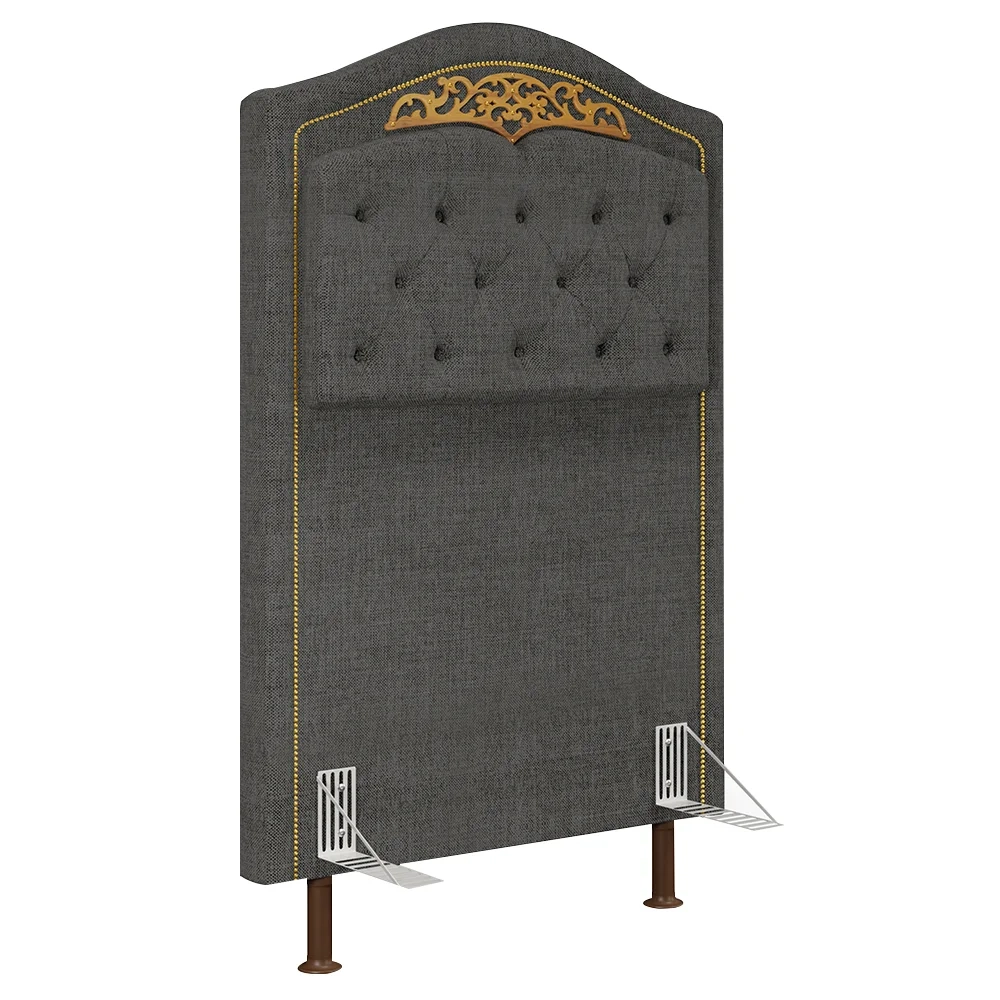 Cabeceira Cama Box Solteiro 90cm com Tachas Imperial J02 Linho Grafite - Mpozenato