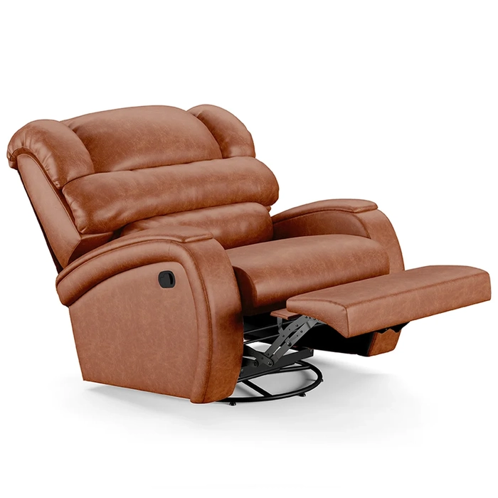 Poltrona do Papai Reclinável Kalie Glider Giratória USB FH9 PU Caramelo Brilho - Mpozenato