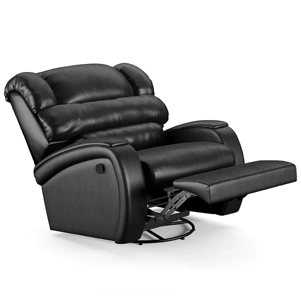 Poltrona do Papai Reclinável Kalie Glider Giratória USB FH9 PU Preto Brilho - Mpozenato