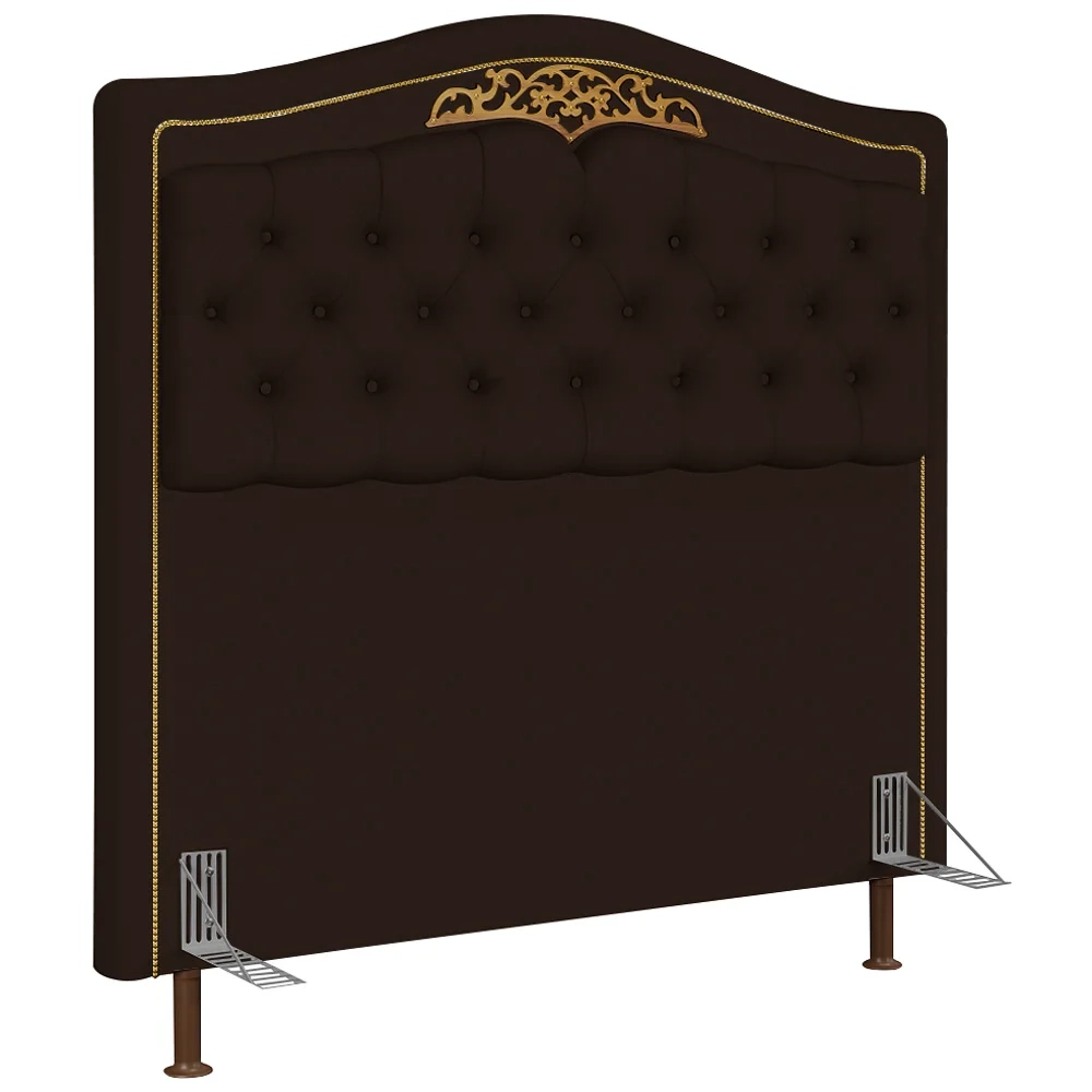 Cabeceira Cama Box Casal 140cm com Tachas Imperial J02 Sintético Marrom Escuro - Mpozenato