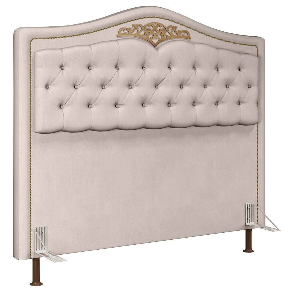 Cabeceira Cama Box Casal Queen 160cm com Tachas Imperial Veludo J02 Bege - Mpozenato