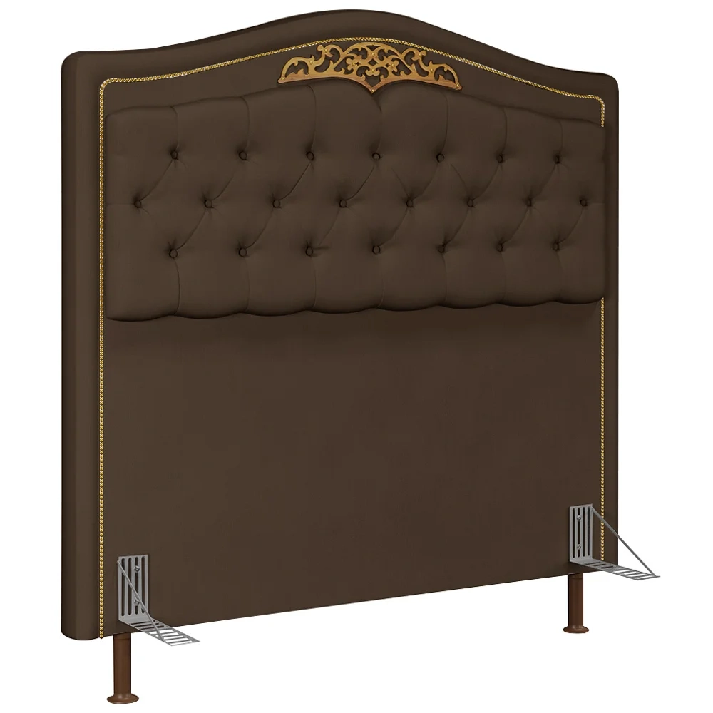 Cabeceira Cama Box Casal Queen 160cm com Tachas Imperial Veludo J02 Chocolate - Mpozenato