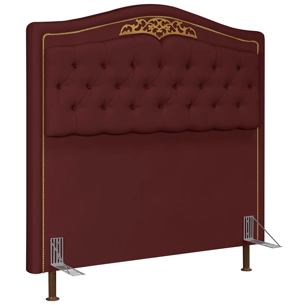 Cabeceira Cama Box Casal Queen 160cm com Tachas Imperial Veludo J02 Bordô - Mpozenato