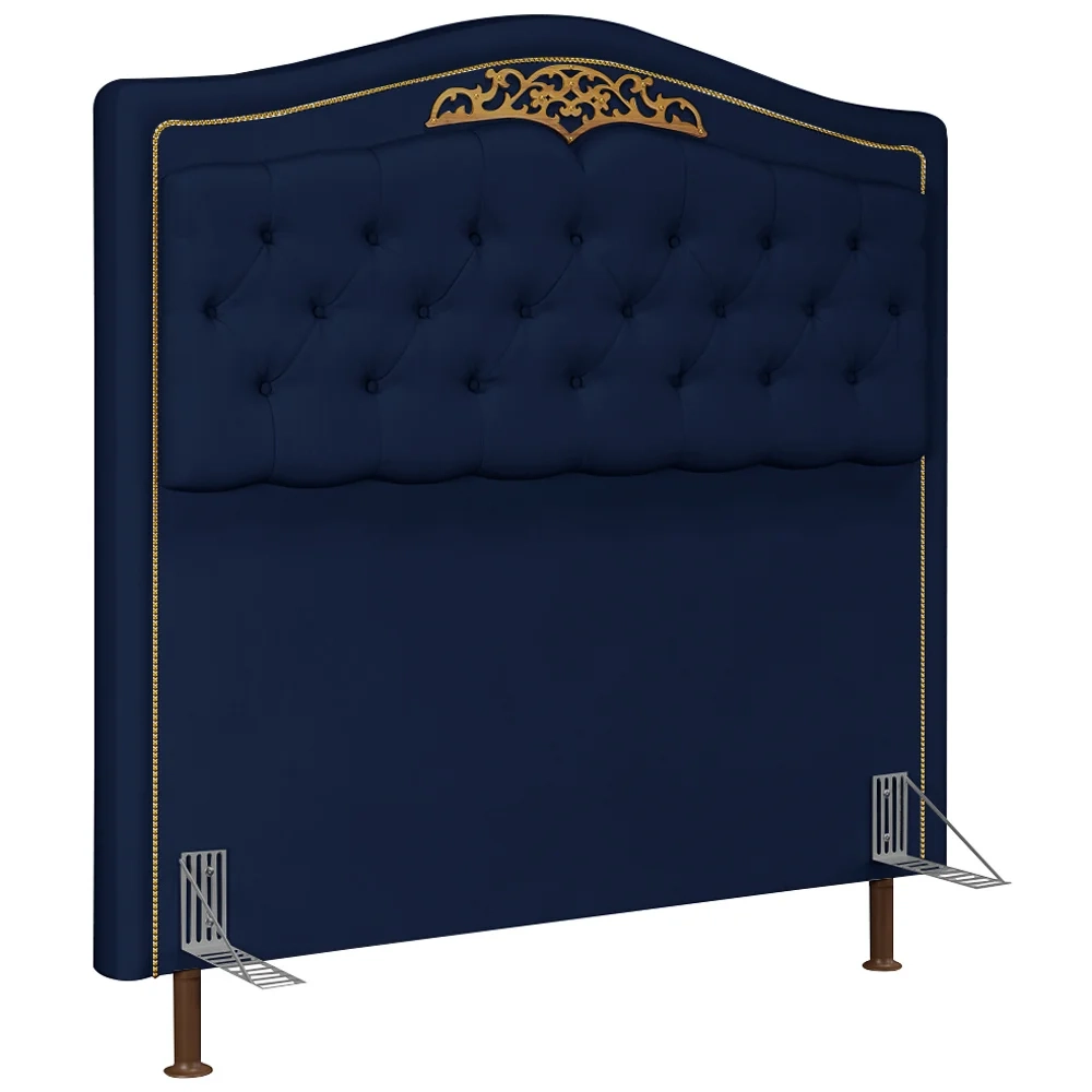 Cabeceira Cama Box Casal Queen 160cm com Tachas Imperial Veludo J02 Azul - Mpozenato
