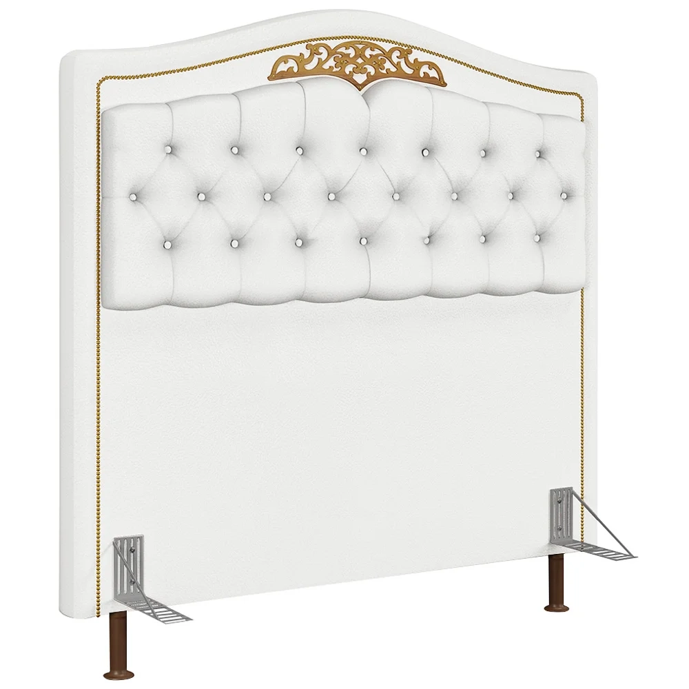 Cabeceira Cama Box Casal Queen 160cm com Tachas Imperial J02 Sintético Branco - Mpozenato