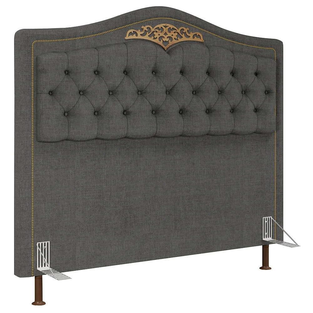 Cabeceira Cama Box Casal Queen 160cm com Tachas Imperial J02 Linho Grafite - Mpozenato