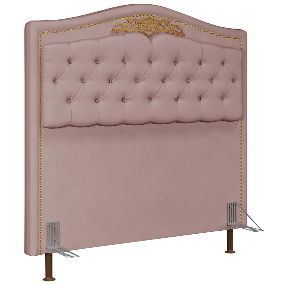 Cabeceira Cama Box Casal King 195cm com Tachas Imperial Veludo J02 Rosê - Mpozenato