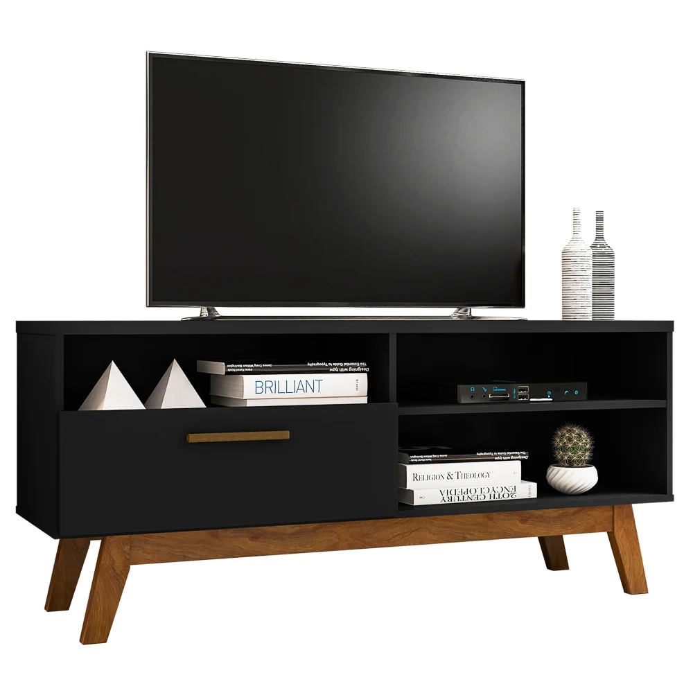 Rack Bancada Para TV Até 55 Pol. 2 Portas Paládio Preto Fosco - Bechara