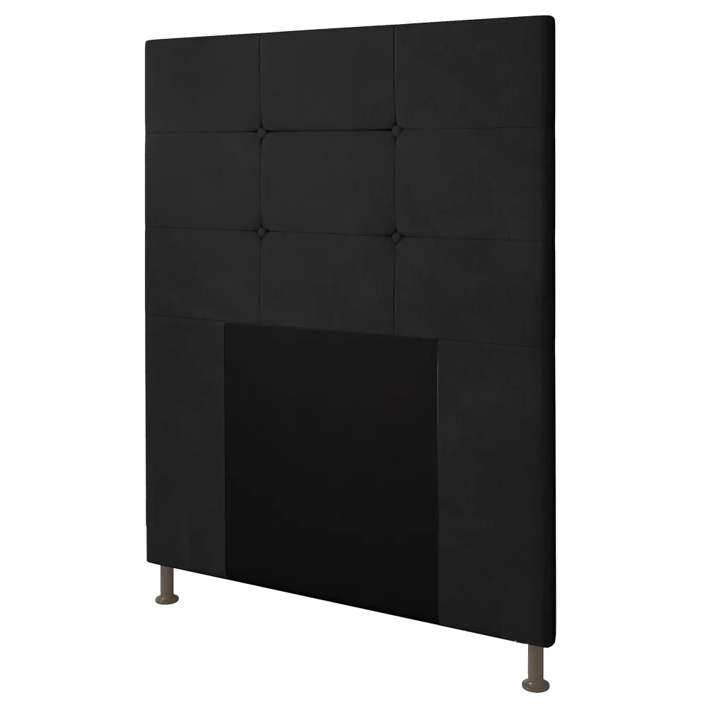 Cabeceira Cama Box Solteiro 90cm Safira Suede Preto Z51 - Mpozenato