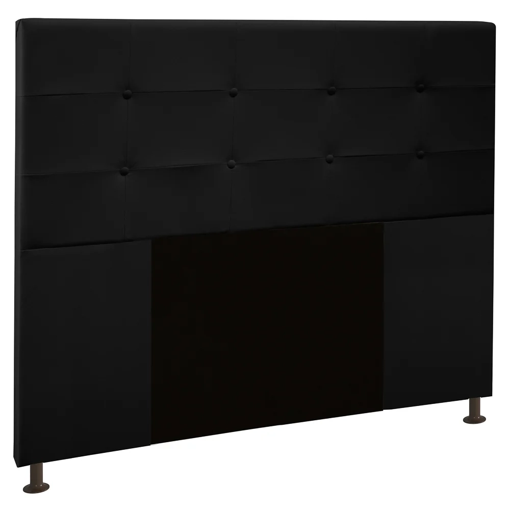 Cabeceira Cama Box Casal 140cm Safira Sintético Preto Z51 - Mpozenato