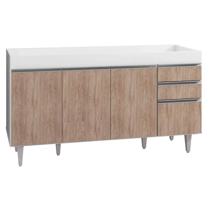 Balcão Gabinete para pia sem Tampo 150cm Marrocos Branco/Castanho  - Lumil