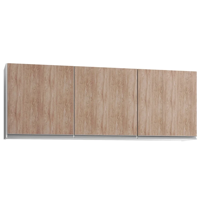 Armário Aéreo de Cozinha 150cm 3 Portas Argélia Branco/Castanho - Lumil