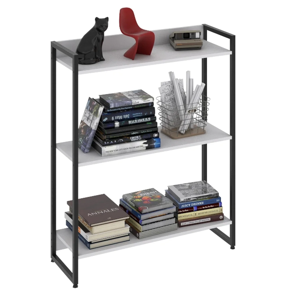 Estante Livreiro Dynamica Industrial 80cm 3 Prateleiras C08 Branco Chess - Mpozenato