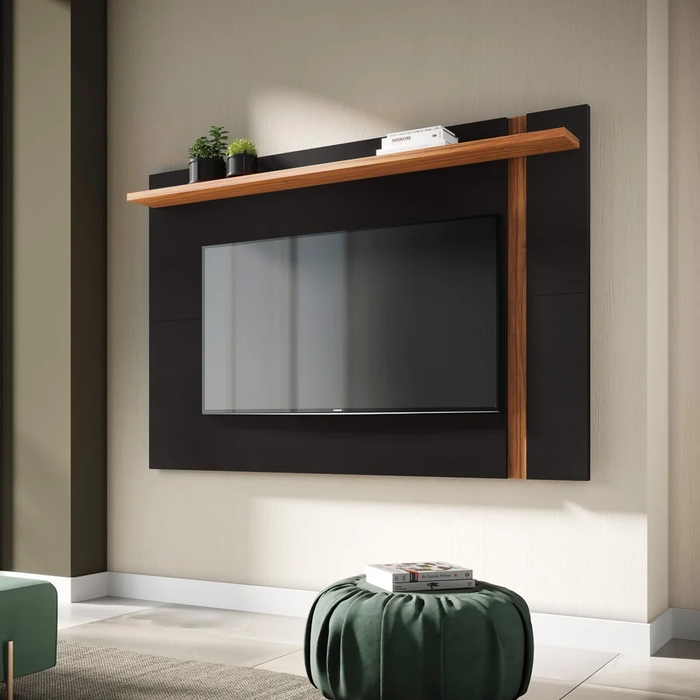 Painel para TV até 70 Polegadas Extensível Flex Leme Preto Fosco/Noce Milano - Colibri
