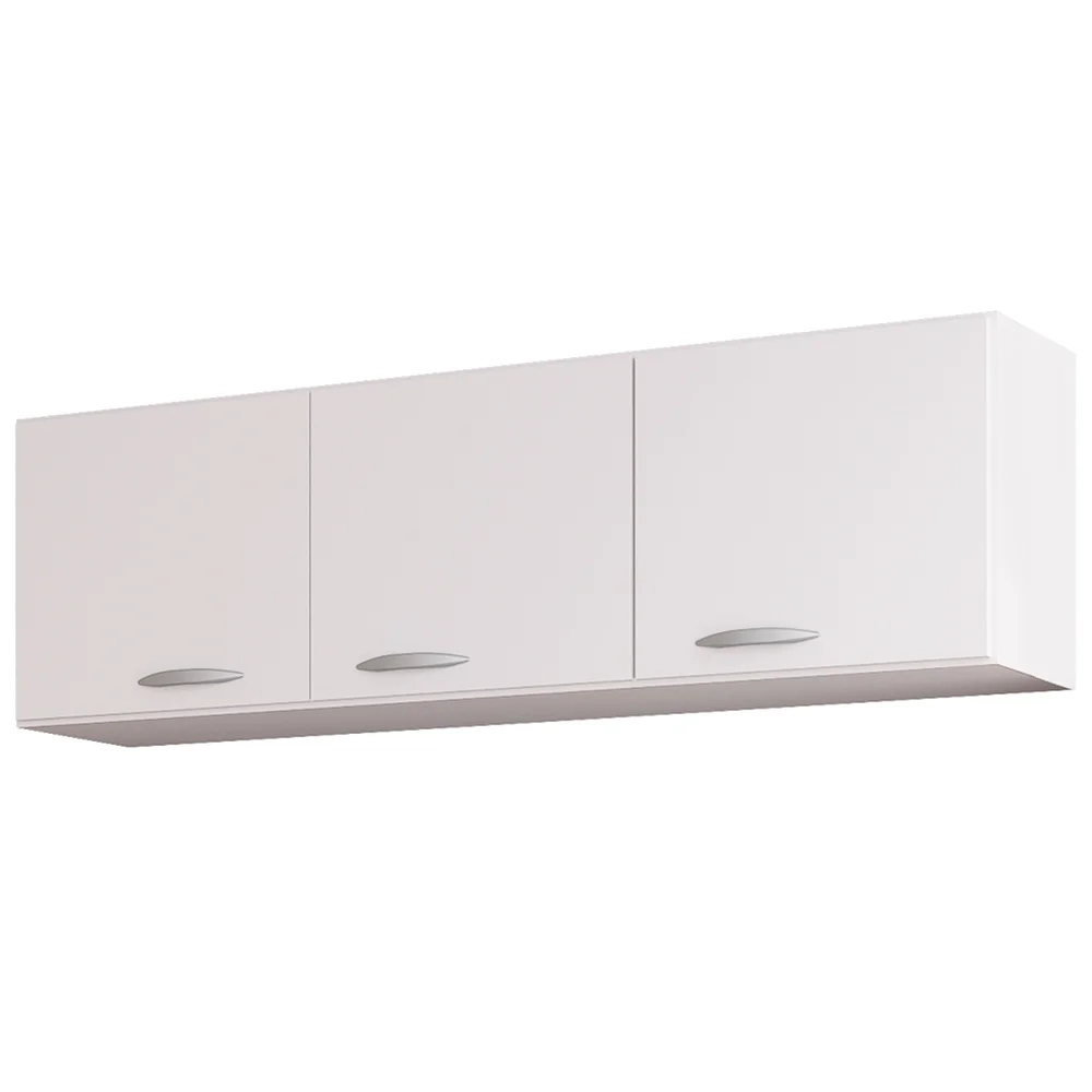 Armário Aéreo de Cozinha 120cm 3 Portas Classic Branco - Poquema
