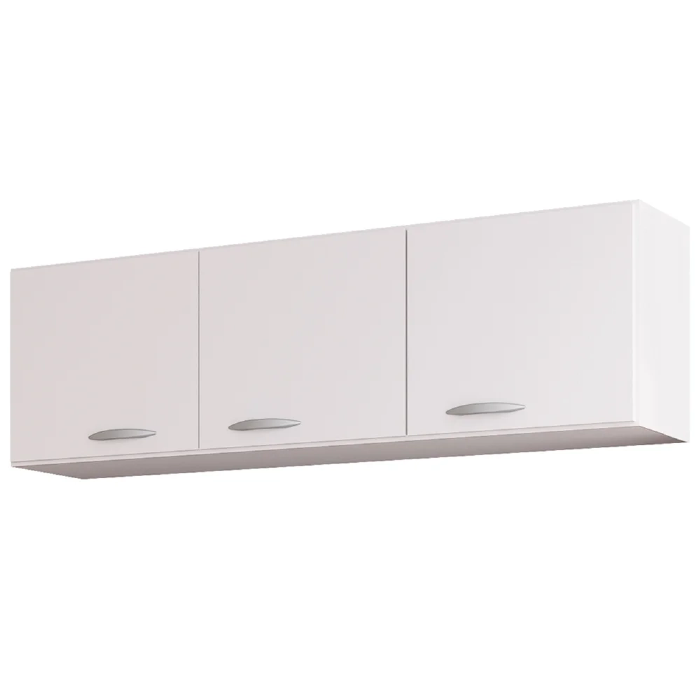 Armário Aéreo de Cozinha 120cm 3 Portas Classic Branco - Poquema