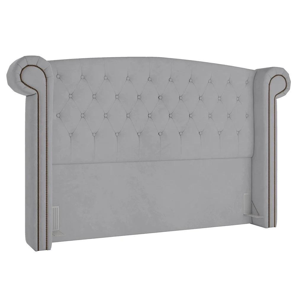 Cabeceira Cama Box Casal Queen 160cm Provença Z37 Veludo Cinza - Mpozenato