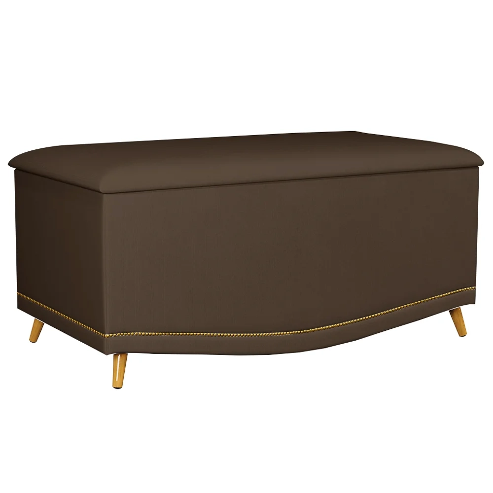 Calçadeira Baú Solteiro 90cm com Tachas Imperial J02 Veludo Chocolate - Mpozenato
