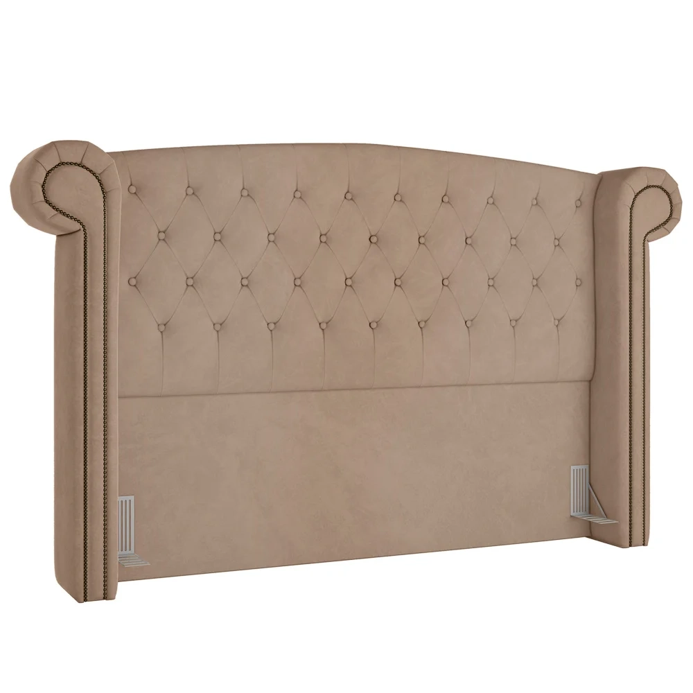 Cabeceira Cama Box Casal 140cm Provença Z37 Veludo Bege - Mpozenato