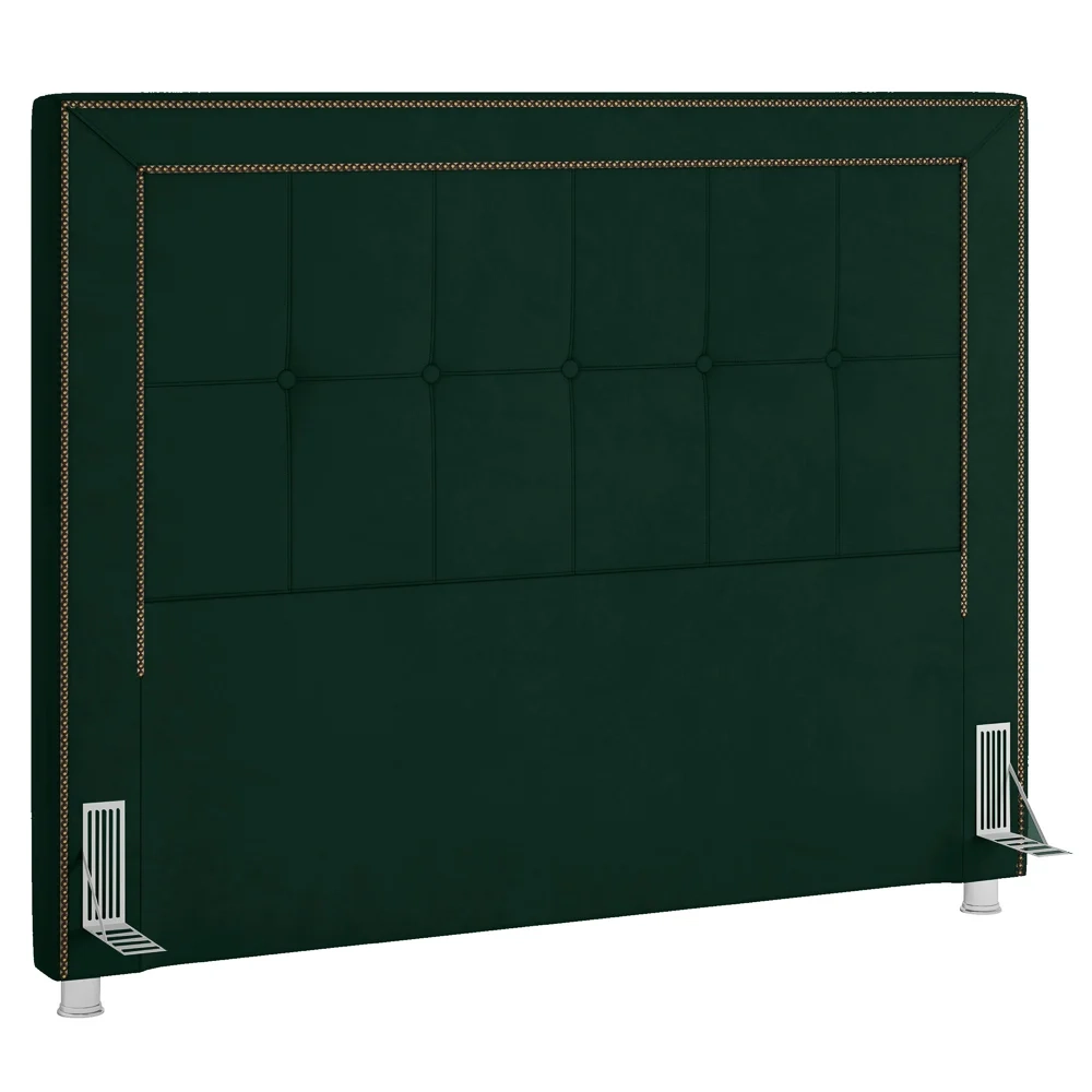 Cabeceira Cama Box Casal King 195cm Paolla Z37 Veludo Verde Musgo - Mpozenato