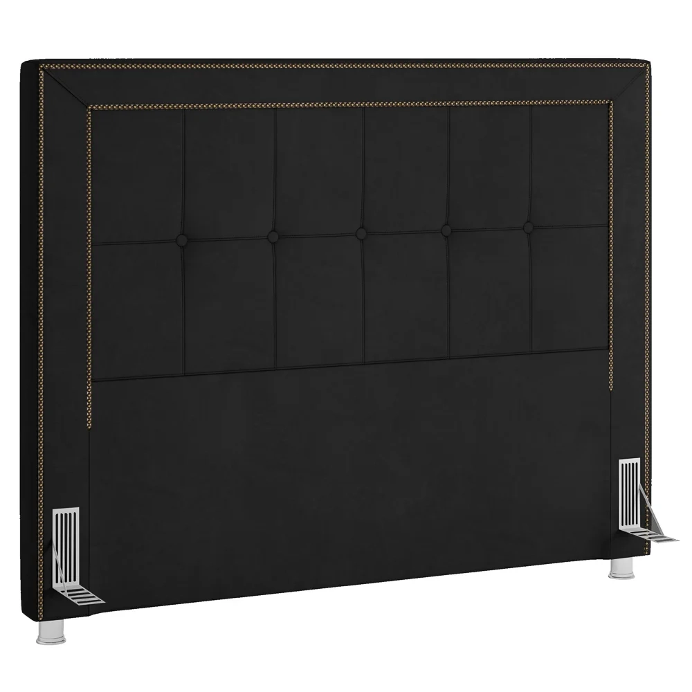 Cabeceira Cama Box Casal King 195cm Paolla Z37 Veludo Preto - Mpozenato