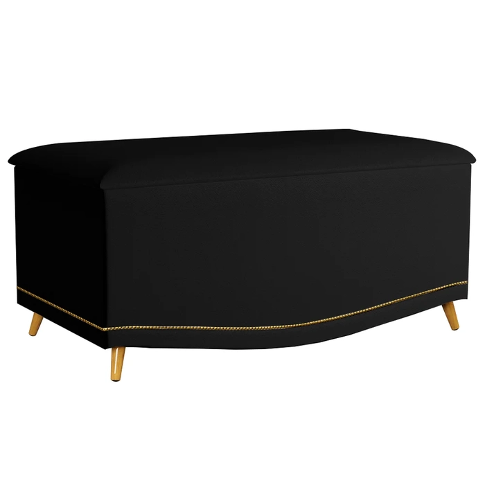 Calçadeira Baú Solteiro 90cm com Tachas Imperial J02 Sintético Preto - Mpozenato