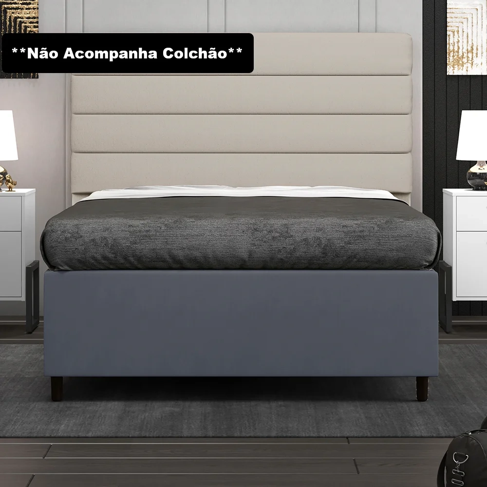 Base para Cama Box Casal 138x188cm Hit Z04 Suede Cinza - Mpozenato