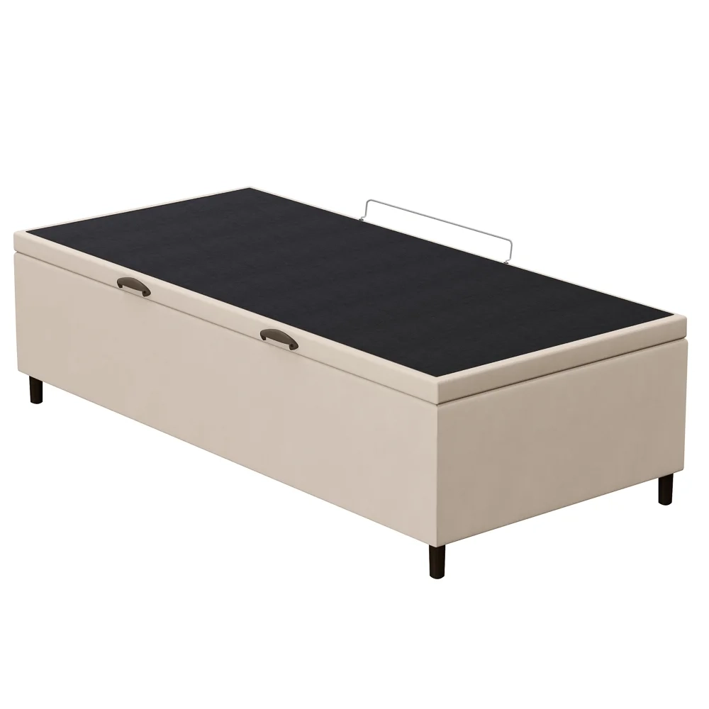 Base para Cama Box Baú Solteiro 88x188cm Hit Z04 Suede Bege - Mpozenato