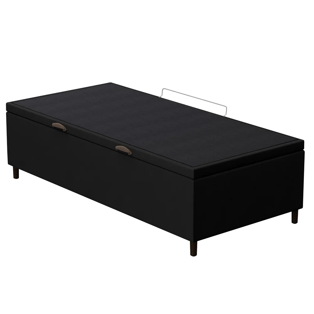 Base para Cama Box Baú Solteiro 88x188cm Hit Z04 Suede Preto - Mpozenato