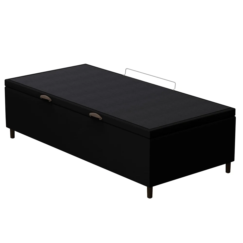 Base para Cama Box Baú Solteiro 88x188cm Hit Z04 Sintético Preto - Mpozenato