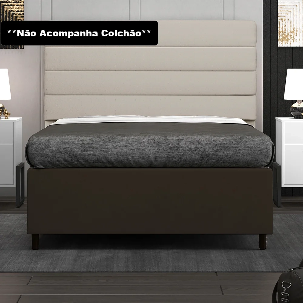 Base para Cama Box Casal 138x188cm Hit Z04 Suede Marrom - Mpozenato