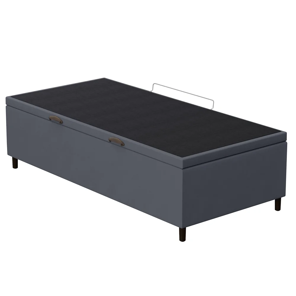 Base para Cama Box Baú Solteiro 88x188cm Hit Z04 Suede Cinza - Mpozenato