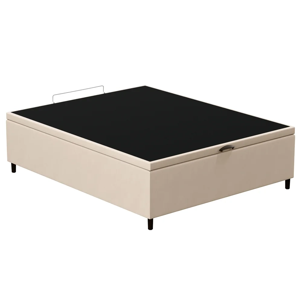 Base para Cama Box Baú Casal 138x188cm Hit Z04 Suede Bege - Mpozenato
