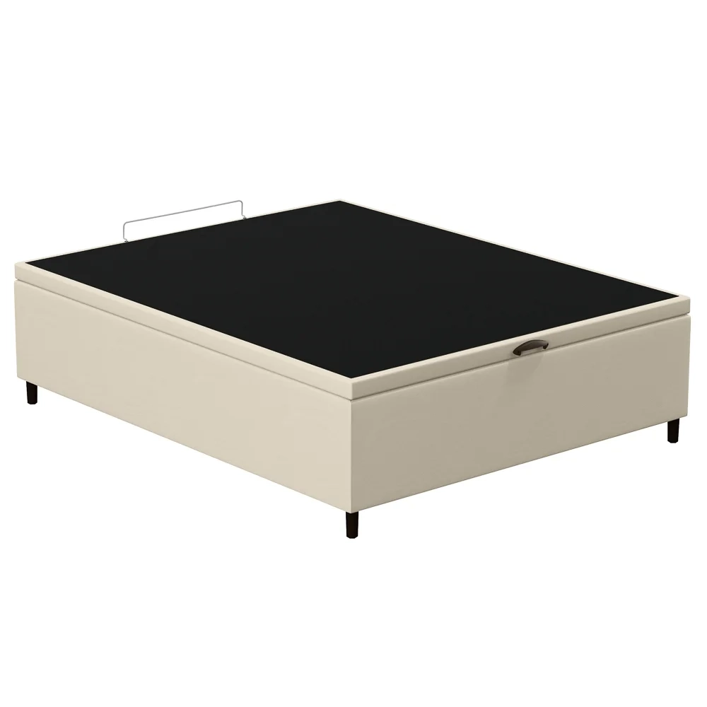 Base para Cama Box Baú Casal 138x188cm Hit Z04 Sintético Bege - Mpozenato