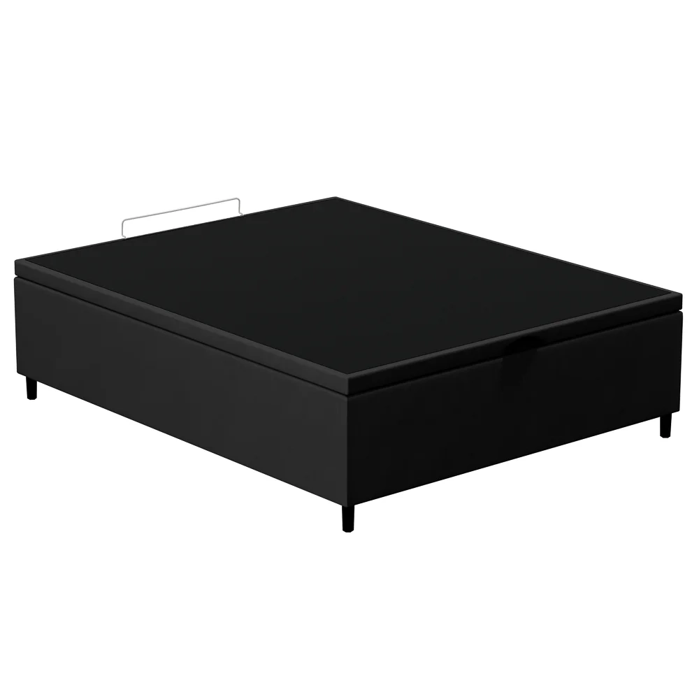 Base para Cama Box Baú Casal 138x188cm Hit Z04 Suede Preto - Mpozenato