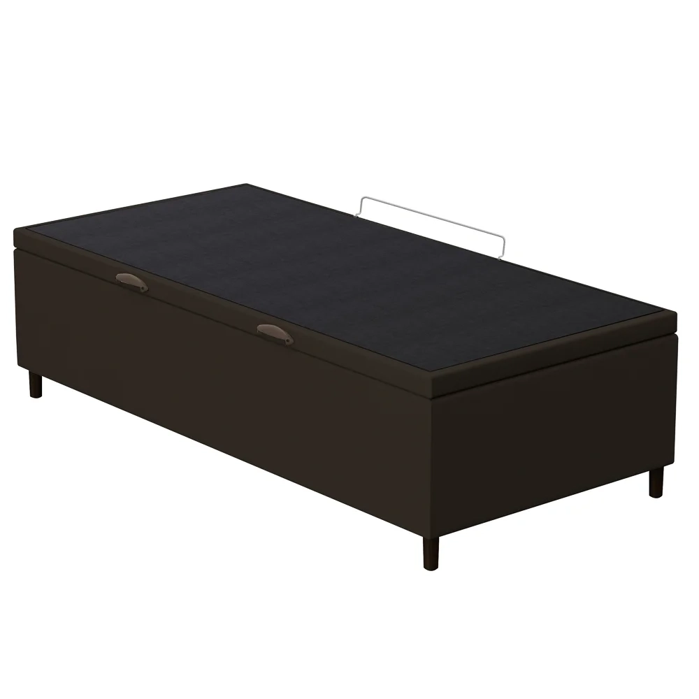 Base para Cama Box Baú Solteiro 88x188cm Hit Z04 Suede Marrom - Mpozenato