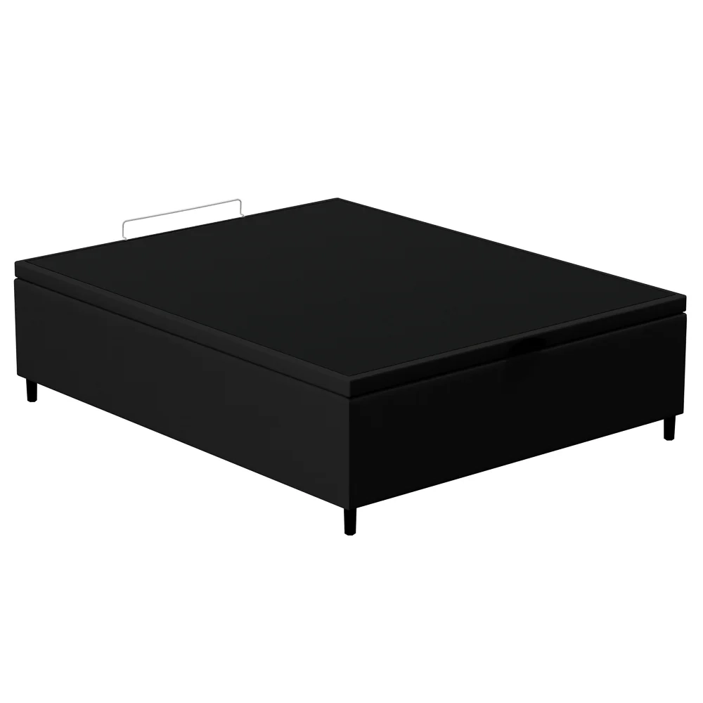 Base para Cama Box Baú Casal 138x188cm Hit Z04 Sintético Preto - Mpozenato